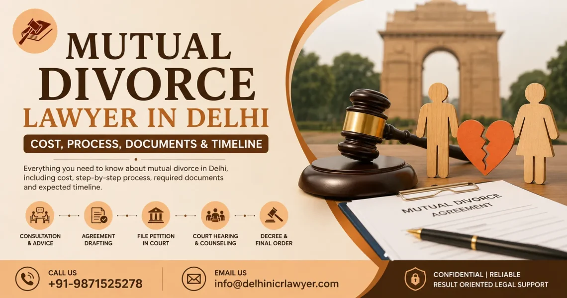 Mutual Divorce Lawyer in Delhi: Cost, Process, Documents & Timeline